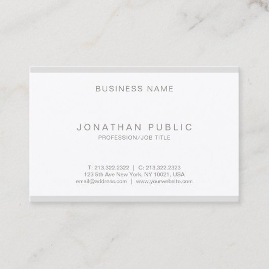 Moderne, minimale luxe fijn papier visitekaartje (Voorkant)