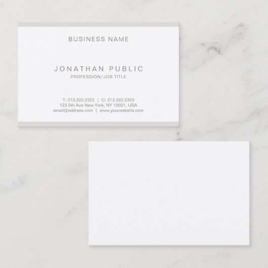 Moderne, minimale luxe fijn papier visitekaartje (Voorkant / Achterkant)
