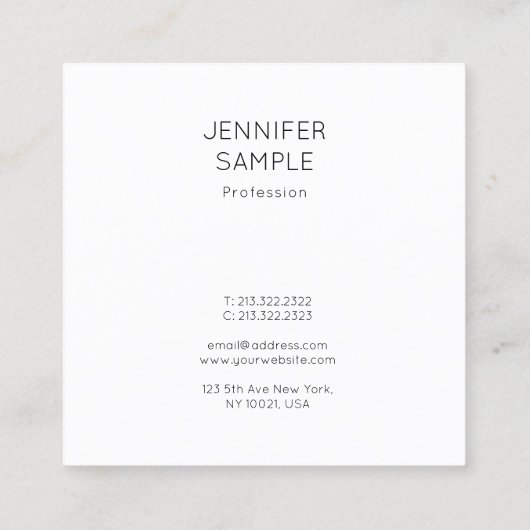 Moderne, minimale luxe Sjabloon luxe Vierkante Visitekaartje (Achterkant)