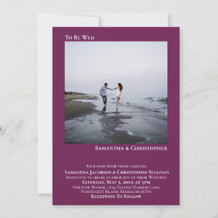 Moderne minimale magenta eenvoudige foto-bruiloft  kaart