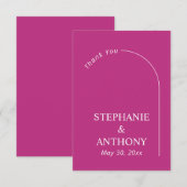 Moderne minimale magenta met wapenweddenschap bedankkaart (Voorkant / Achterkant)