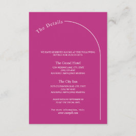 Moderne minimale magenta met wapenweddenschap informatiekaartje