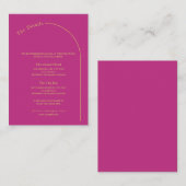 Moderne minimale magenta met wapenweddenschap informatiekaartje (Voorkant / Achterkant)