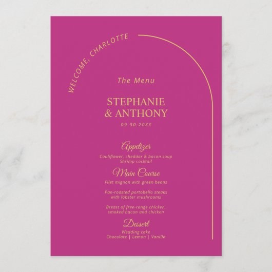 Moderne minimale magenta met wapenweddenschap menu (Voorkant)