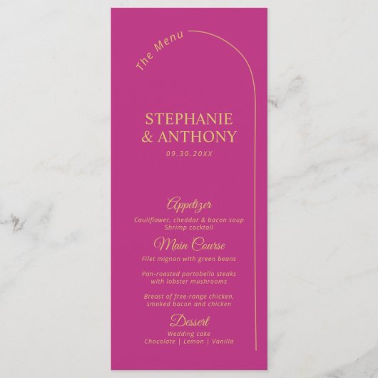 Moderne minimale magenta met wapenweddenschap menu (Voorkant)