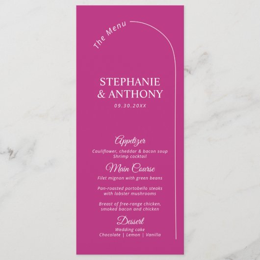 Moderne minimale magenta met wapenweddenschap menu (Voorkant)