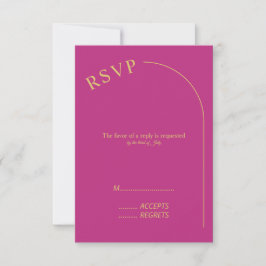 Moderne minimale magenta met wapenweddenschap RSVP kaartje
