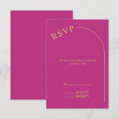 Moderne minimale magenta met wapenweddenschap RSVP kaartje (Voorkant / Achterkant)