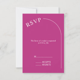 Moderne minimale magenta met wapenweddenschap RSVP kaartje