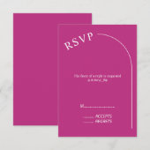 Moderne minimale magenta met wapenweddenschap RSVP kaartje (Voorkant / Achterkant)