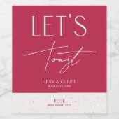 Moderne minimale magenta persoonlijke bruiloft wijn etiket (Enkel label)