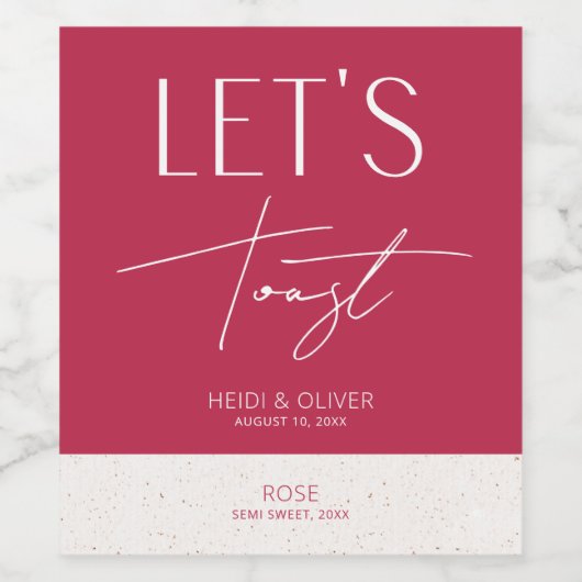 Moderne minimale magenta persoonlijke bruiloft wijn etiket (Enkel label)