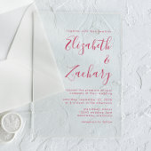 Moderne minimale Magenta Script bruiloft Acryl Uitnodigingen