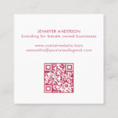 Moderne minimale Magenta Typografie Aangepaste QR- Vierkante Visitekaartje (Achterkant)