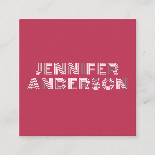 Moderne minimale Magenta Typografie Aangepaste QR- Vierkante Visitekaartje (Voorkant)