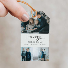 Moderne Minimale Manuscript 3 de Foto van de Kerst Cadeaulabel