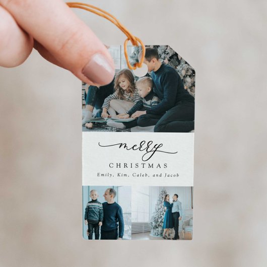 Moderne Minimale Manuscript 3 de Foto van de Kerst Cadeaulabel