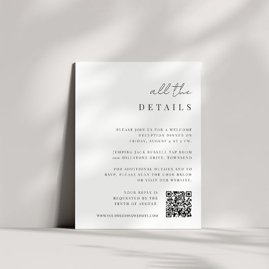 Moderne Minimale Manuscript All-in-One de Details Informatiekaartje