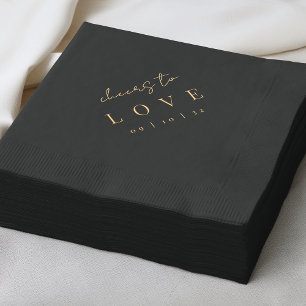 Moderne Minimale Manuscript Cheers to Love Wedding Folie Servetten