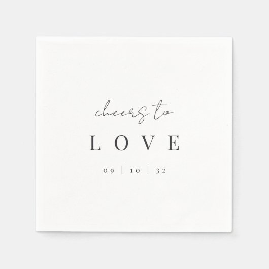 Moderne Minimale Manuscript Cheers to Love Wedding Servet (Voorkant)