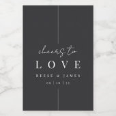 Moderne Minimale Manuscript Cheers to Love Wedding Wijn Etiket (Enkel label)