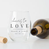 Moderne Minimale Manuscript Cheers to Love Wedding Wijnglas Zonder Voet