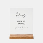 Moderne Minimale Manuscript Wedding Guestbook Acryl Bord (Voorkant)