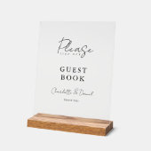 Moderne Minimale Manuscript Wedding Guestbook Acryl Bord (Hoek)