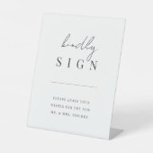 Moderne Minimale Manuscript Wedding Guestbook Reclamebord Met Voetstuk (Voorkant)