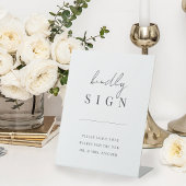 Moderne Minimale Manuscript Wedding Guestbook Reclamebord Met Voetstuk