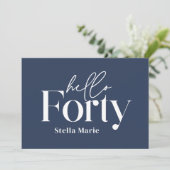 Moderne minimale marine blauw eenvoudige 40e verja kaart (Staand voorkant)