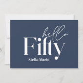 Moderne minimale marine blauw eenvoudige 50e verja kaart (Voorkant)