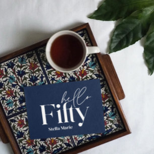 Moderne minimale marine blauw eenvoudige 50e verja kaart