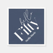 Moderne minimale marine blauw eenvoudige 50e verja servet (Voorkant)