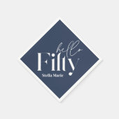 Moderne minimale marine blauw eenvoudige 50e verja servet (Hoek)