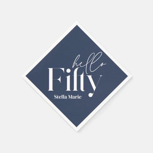 Moderne minimale marine blauw eenvoudige 50e verja servet (Hoek)