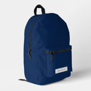 Moderne minimale marine blauw effen kleur aangepas bedrukte rugzak