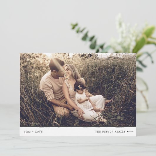 Moderne minimale markeerteken LOVE Black Holiday K Feestdagenkaart (Staand voorkant)