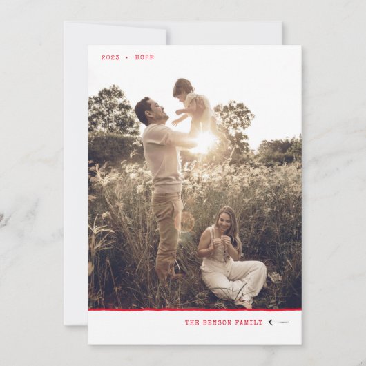 Moderne minimale markerHOPE helder rood-verticaal Feestdagenkaart (Voorkant)