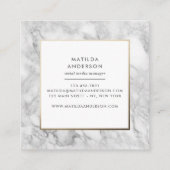 Moderne minimale marmer en goudgeometrische vormge vierkante visitekaartje (Achterkant)