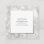 Moderne minimale marmer en goudgeometrische vormge vierkante visitekaartje (Voorkant)