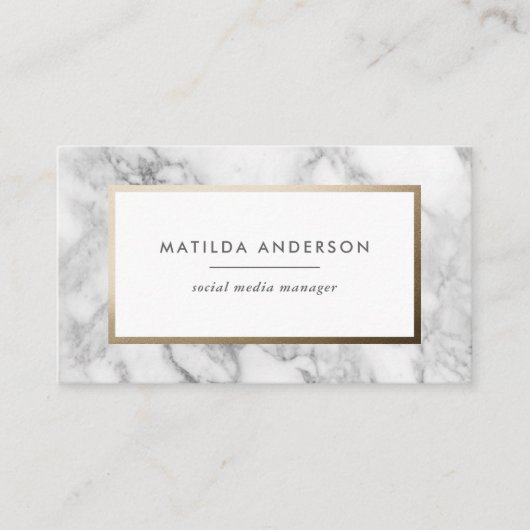 Moderne minimale marmer en goudgeometrische vormge visitekaartje (Voorkant)