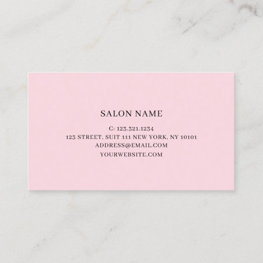 Moderne, minimale marmer- en roze haarstylist visitekaartje (Achterkant)