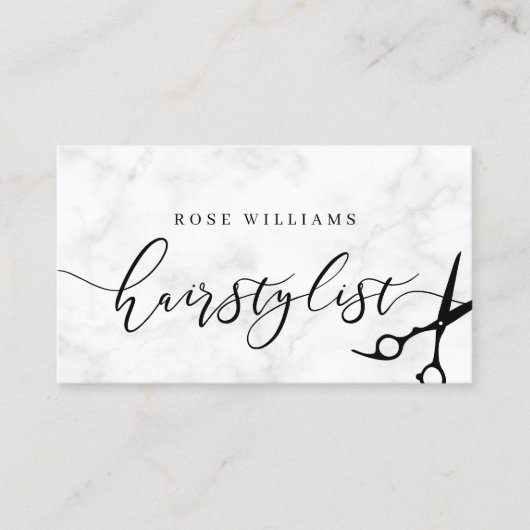 Moderne, minimale marmer- en roze haarstylist visitekaartje (Voorkant)