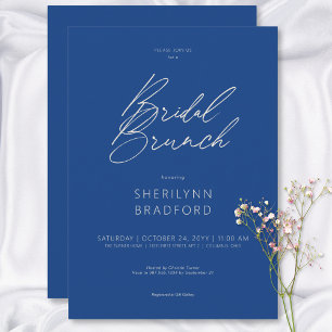 Moderne minimale Marseille Blue Bridal Brunch Kaart