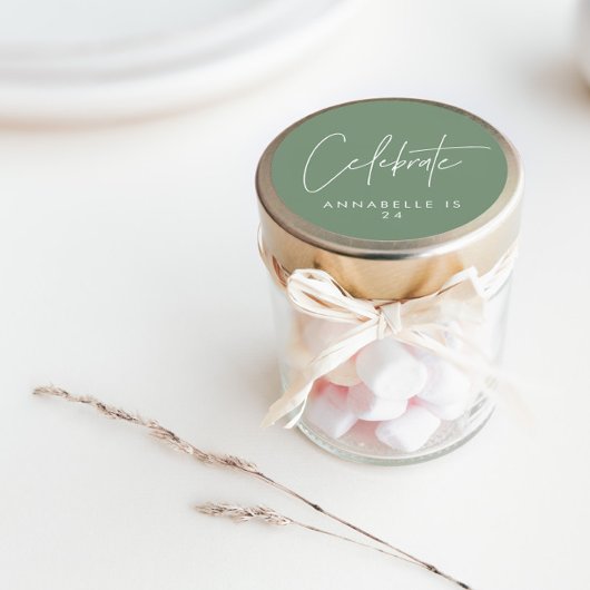 Moderne minimale meetkundige groene verjaardag ronde sticker