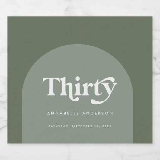 Moderne minimale meetkundige groene verjaardag sparkling wijnetiket (Enkel label)