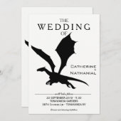 Moderne Minimale Middeleeuwse Dragon Wedding Uitno Kaart (Voorkant / Achterkant)