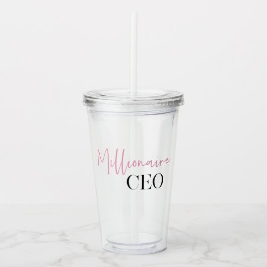 Moderne minimale militaire CEO | Roze en zwart Acryl Drinkbeker (Voorkant)
