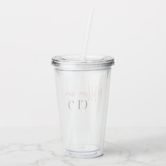 Moderne minimale militaire CEO | Roze en zwart Acryl Drinkbeker (Achterkant)
